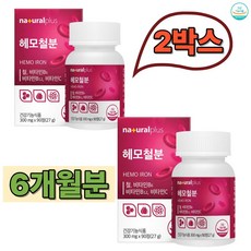 성인 남자 여자 남성 여성 중 장년 노년 층 부모님 온 가족 홈쇼핑 선물 신체 성장 편식 철분 보충 도움 내츄럴 플러스 헤모 철분, 2박스