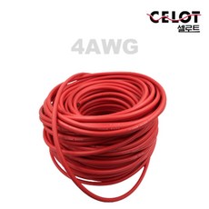 [셀로트] 4G 실리콘 케이블 적색/블랙 미터 단위, 적색 1m