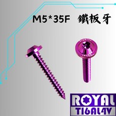 【瘋螺絲】ROYAL 64鈦合金螺絲 M5*35F 鐵板牙 XMAX空濾螺絲 皇家紫, 1個