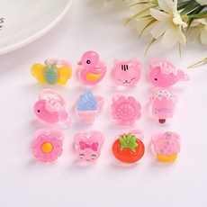 台灣熱賣 發光戒指發光玩具 兒童聖誕節禮品 LED閃光手指燈 可愛兒童玩具, （不發光）隨機10枚戒指