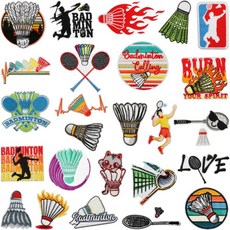 배드민턴와펜 자수패치 스포츠 스타일 의류용 와펜 가방패치 모자 열패치 의류리폼 가능한 자수와펜, 25개, 한 세트 25개