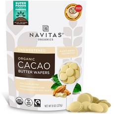 Navitas s 카카오 버터 웨이퍼 226.8g(8온스) — GMO 프리 공정무역 글루텐 프리, 1, 227g