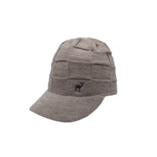 體溫魔術師丨刺繡格紋雙層鴨舌帽 立體保暖防風針織款, 卡其, 1個