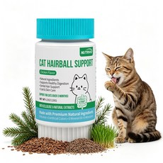 NUTRIVIO 고양이 헤어볼 영양제 천연 식물 성분 식이섬유 헤어볼 완화 제거제 피부 모발 장건강, 1개, 헤어볼+장건강, 120g