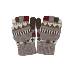 體溫魔術師 女士幾何挖洞半指釣魚手套 防風保暖 高彈透氣 戶外通勤休閒多功能款, 海砂褐, 1個