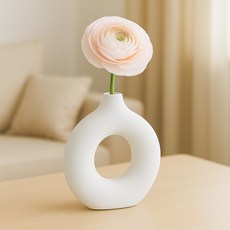 PLUS 화이트 세라믹꽃병 국민 도자기꽃병