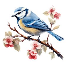 Bluebird and Pink Flower PVC 비닐 자동차 데칼 스티커 자동차 노트북 트럭 오토바이용 방수 자체 접착 데칼 벽 창문 수하물 스크래치 커버 도어 데코, Bluebird and Pink Flower PVC 비