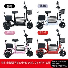 전동 삼륜차 소형 접이식 경량 성인 겸용 가정용 배터리, 48V, 1개, 차동 듀얼 구동 11A 30km 3인승