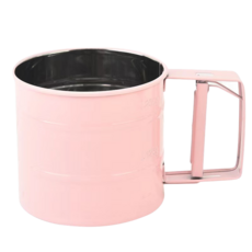 가정용 스테인레스 스틸 반자동 밀가루체 주방 날밀가루체 분당체 채망 베이킹 도구 24메쉬, 1개, 핑크