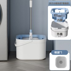 淨污分離免手洗旋轉平板拖把乾濕兩用拖地神器, 淨污分離拖共1拖布:如圖所示, 1個