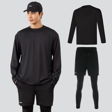 [SET] 남자 래쉬가드 상하의 세트 베이직 루즈핏 긴팔 수영복 반바지 레깅스 빅사이즈 비치웨어