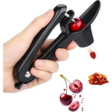 Jusanice 과일 씨 제거기 휴대용 푸시 디자인이 적용된 체리 피터-주사니스 스테인리스 스틸 코어 피터 도구 잠금 디자인으로 잼 만들기 시간과 공간 절약 블랙
