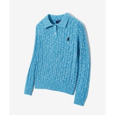 예일 YALE 우먼즈 케이블 폴로 니트_블루 믹스