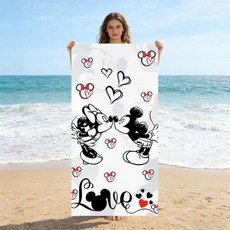 미키와 미니 비치 타월 해변 수영장 여행 캠핑용 부드럽고 흡수력이 뛰어난 수영