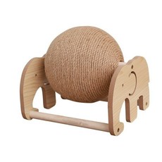 fortune 고양이 우드 회전 볼 스크래쳐 공 굴리기 장난감 스크래처 고양이용품 스크래치, 1개, 베이지