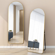 루나글램 아치형 스탠드 벽걸이 전신거울 1700, 골드