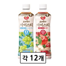 [동원] 보성홍차 아이스티 제로 애플 500ml 12개 + 샤인머스캣 500ml 12개, 1세트