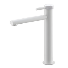 精銅高細直嘴龍頭（陶瓷白.霧黑）- 浴室檯面盆適用，簡約時尚，精銅耐用, 1個