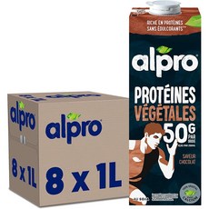 Alpro 알프로 플랜트 베이스드 드링크 소야 프로틴 초콜릿 맛, 8개, 1L