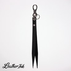 Leather Ink 黑色真皮流蘇鑰匙圈