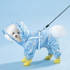 hipidog 狗狗一體式雨衣 藍色