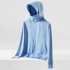 釣友俱樂部 UPF50 情侶款夏季冰絲薄款透氣戶外專業釣魚防曬服可拆卸帽檐, 男款天空蘭,女款3XL【67.5-72.5公斤】, 1個