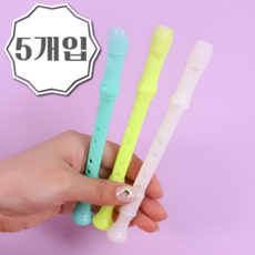 소리나는 리코더 피리 볼펜 3color 5개입 [핵 인싸템 특이한 귀여운 재밌는 노래 리듬 음악 악기 선물용 판촉 펜], 화이트