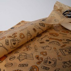 브라운 아이콘 유산지 30 X 30 cm 100장 햄버거 샌드위치 토스트 빵 김밥 피크닉 포장지, 1개, 100개입