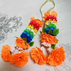 泰國手工花圈：還願、供奉、許願七色花，適用四面佛、象神、古曼，皇家泰國宗教用品, 橘色款