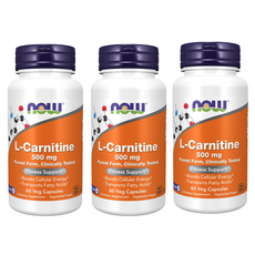 NOW Foods 左旋肉鹼500mg素食膠囊, 60顆, 3罐