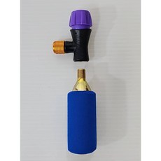 CO2充氣組 美法嘴共用快速充氣頭 氣瓶鋼瓶 有牙16g充氣瓶 補胎液 台灣製造, 1個, CO2充氣組(充氣頭*1+氣瓶*1)