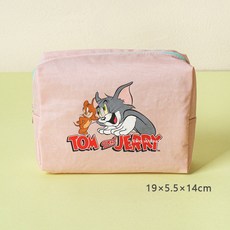 Tom and Jerry 尼龍收納包, 1個, 尼龍收納包(L) 粉色, 粉色