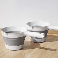 휴대용 접이식 욕실 바가지 캠핑 세차, 1세트, 그레이 2개