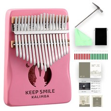 Kalimba 엄지 피아노 전문 휴대용 마호가니 음비라 핑거 튜닝 해머 포함 가방 설명서(한글이 아닐 수 있음) 독특하고 이상적인 생일 휴일 결혼 선물 초보자를 위한, 17 keys, c1-PinkRabbit-17 키