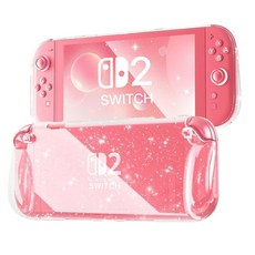 FIWWAT Switch Case for Nintendo 2 Slim Clear Protective shell with Comfortable Grip Design Soft, For Nintendo Switch 2, Gliter Clear