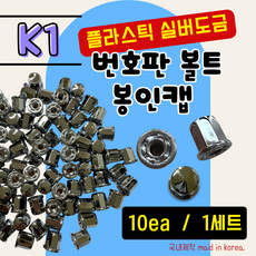 (K1)번호판볼트 봉인캡 자동차 캡10개, 10개, 실버