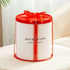 원형 케이크 박스 웨딩 상자 생일 케익 포장, F. 빨간색 둥근 종이 50장, A. 4인치 단층 18x18x16cm