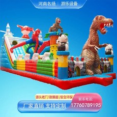 맞춤제작 대형 에어바운스 야외 슬라이드 미끄럼틀 놀이터, 공룡 대형 슬라이드 1/평방미터 7x14