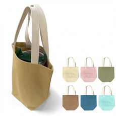 써니네 캔버스 컬러풀 드링크백 텀블러 캐리어 컵홀더 테이크아웃 에코백, 1개