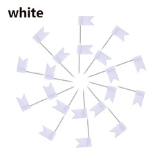 100 개/몫 플래그 모양 긴 핀 압정 컬러 코르크 보드지도 홈 오피스 벽 엄지 압정 장식 도구에 대 한 압정, 06 white