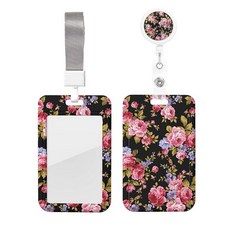 EOBKLAX 다채로운 퍼즐 피스 ID 배지 홀더 분리형 랜야드 포함 자폐증 인식 배지 릴 배지 클립 접이식 가능 ID 카드 홀더 키 체인 이름 배지 클립 간호사 교사, 로즈 플라워, 1개