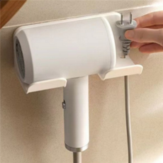 흡착 드라이기 거치대 욕실용품 무타공 드라이기 거치대 벽걸이 보관함 정리, 블랙