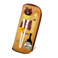 귀여운 라인친구들 곰돌이 편안한 숟가락 교정용젓가락 케이스, 1개