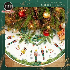 摩達客胡桃鉗圓舞曲白綠16號聖誕樹裙90cm_聖誕樹裝飾底墊, 1個