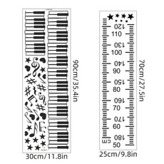 老羊樂器店 鋼琴身高貼 身高尺 牆壁裝飾 音樂禮品, 一組兩入
