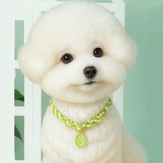 하니펫 강아지 고양이 예쁜 스마일 매듭 목걸이, 1개, 그린
