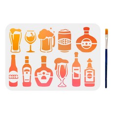 PET 와인 바 페인팅 스텐실 주류 테마 벽화 패턴 성인 인테리어 DIY, 아더스 365, 1개