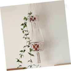 마크라메 화분 걸이 벽걸이 장식 우드 인테리어 소품 거실 침실 벽면 홈데코 감성, 1단