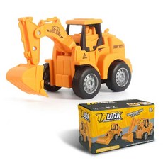 DFMEI 熱銷款兒童按壓滑行工程車挖掘機推土機趣味仿真玩具車, 如圖, 按壓挖掘機【彩盒裝】