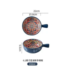 1pc 세라믹 손잡이 그릇 손잡이가있는 가정용 인스턴트 국수 그릇 오븐 전용 베이킹 그릇 주방 조리대 식기, 02 B